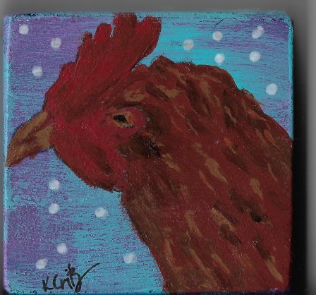 Little Red Hen acrylic painting