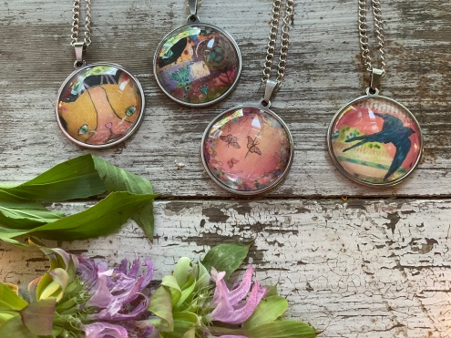 pendants made from Kim's paintings